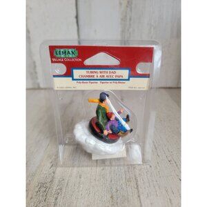 Lemax tubing with Dad 2002 snow sled Village accessory Xmas